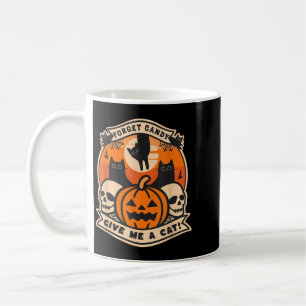 Vergeet Candy Geef Een Kat Grappige Halloween Zwar Koffiemok