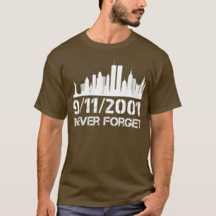 Vergeet de 911 20ste Jubileum patriotmonument T-shirt