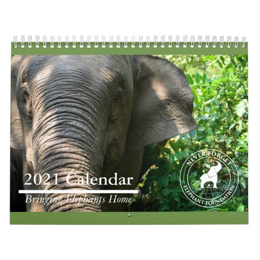 Vergeet de Elephant Foundation 2021-agenda nooit Kalender (Hoes)
