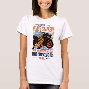 Vergeet de Glass Slipper Princess Motorcycle Boots T-shirt