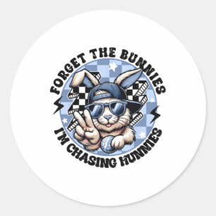 Vergeet De Konijnen Ik Jaag Hunnies Paashaas Ronde Sticker