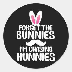 Vergeet De Konijnen Ik Jaag Hunnies Peuter Grappig Ronde Sticker