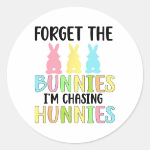 Vergeet De Konijnen Ik Jaag Hunnies Peuter Pret Ronde Sticker
