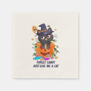 Vergeet het Snoep Geef me een kat - Heksenkat Servet