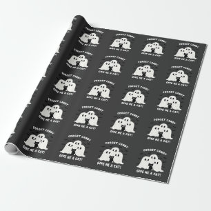 Vergeet het Snoep Geef me een kat Spooky Halloween Cadeaupapier