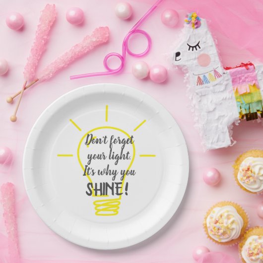 Vergeet je lichtglans niet papieren bordje (Feest)