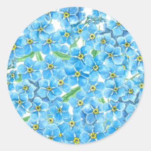 Vergeet me geen waterverf ronde sticker