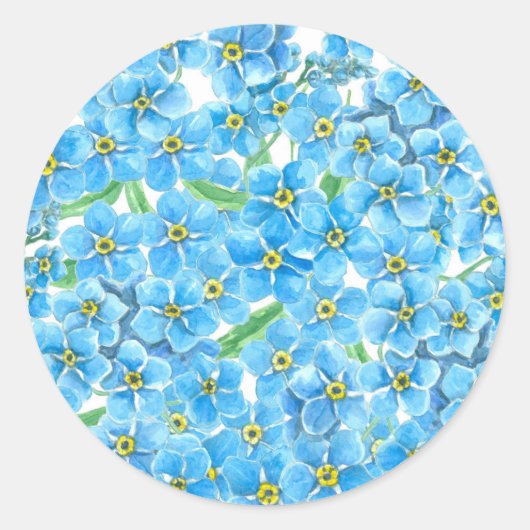 Vergeet me geen waterverf ronde sticker (Voorkant)
