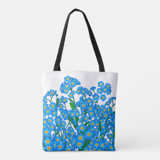Vergeet me niet, Blauwe bloementekening, Natuur li Draagtas