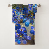 Vergeet me-niet bloem met gouden accenten bad handdoek (Insitu)