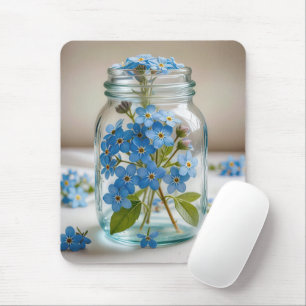 Vergeet-me-niet-bloemen in een pot muismat