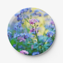 Vergeet-me-niet bloemen papieren bordje