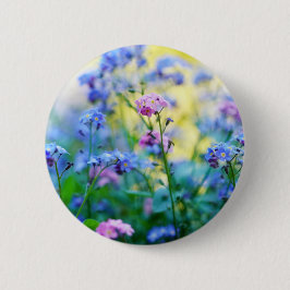 Vergeet-me-niet bloemen ronde button 5,7 cm