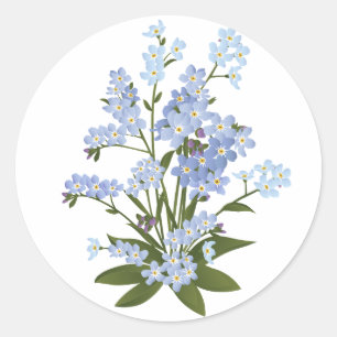 Vergeet me niet bloemen ronde sticker