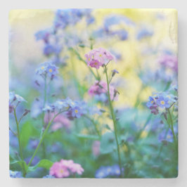 Vergeet-me-niet bloemen stenen onderzetter