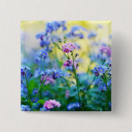 Vergeet-me-niet bloemen vierkante button 5,1 cm