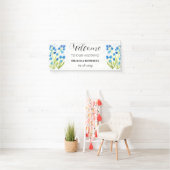 Vergeet me niet Blue Flowers Rustieke Elegante bru Spandoek (Insitu)