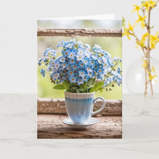 Vergeet-me-niet-boeket Dank u Kaart (Gele Bloem)