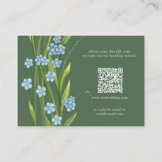 Vergeet-me-niet bruiloft RSVP QR Code Informatiekaartje (Achterkant)
