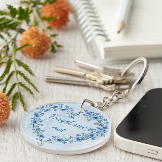 Vergeet me niet Custom Keepsake Remembrance Sleutelhanger (Voorkant Rechts)