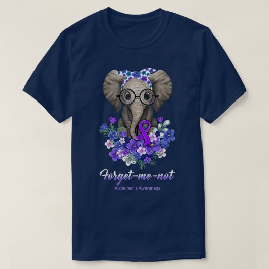Vergeet me niet dat Alzheimer Awareness Elephant F T-shirt (Design voorkant)