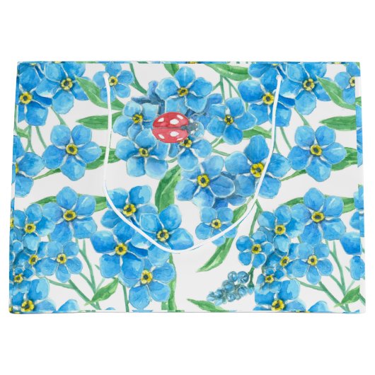 Vergeet me niet dat ik geen naadloos bloempatroon  groot cadeauzakje (Voorkant)