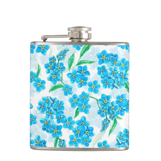 Vergeet me niet dat ik geen waterverf bloemen heb heupfles (Voorkant)
