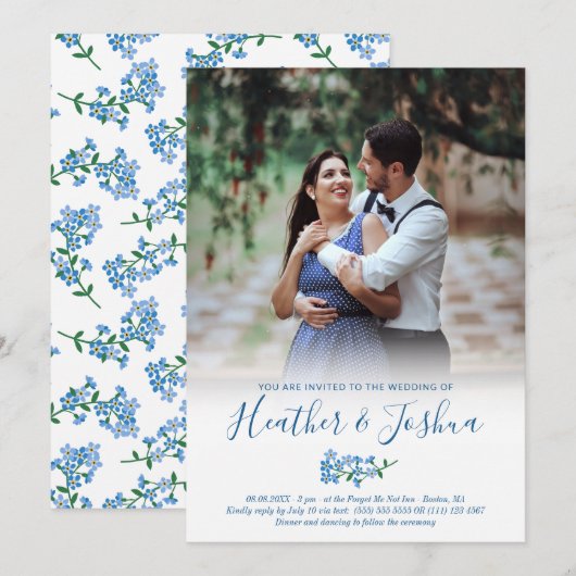 Vergeet me niet - Fotobruiloft Kaart (Voorkant / Achterkant)