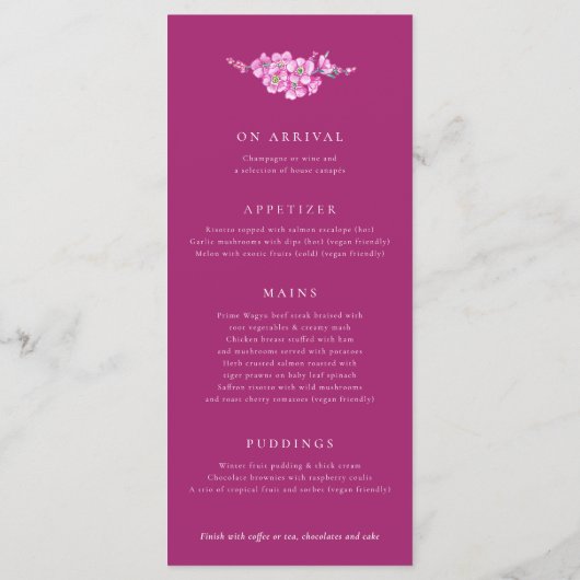 Vergeet-me-niet hart roze witte bruiloft menu's (Achterkant)