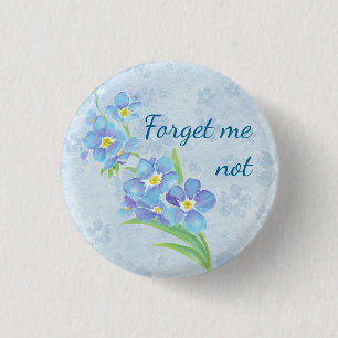 Vergeet me niet om Waterverf Garden Flower Heart t Ronde Button 3,2 Cm