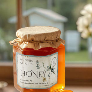 Vergeet-me-niet parkbijenhoning postmark 3x2" voedselcontainer etiket