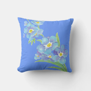 Vergeet me niet, Waterverf Flower Garden Kussen