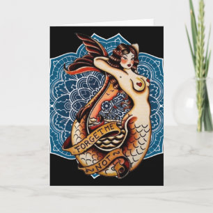 Vergeet me niet - zeemeermin tattoo kunst Kaart
