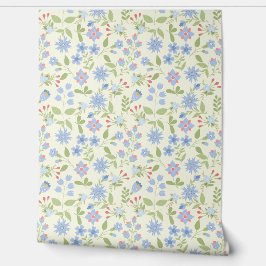 Vergeet-me-noten en korenbloemen behang