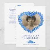 Vergeet-me-nots begrafenisdienst programma blauw w (Voorkant / Achterkant)