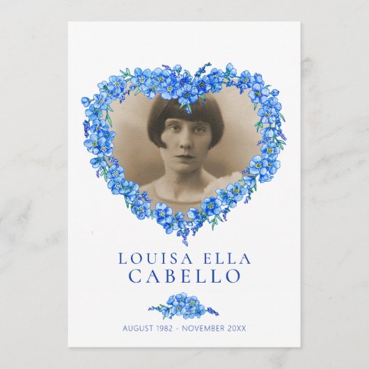 Vergeet-me-nots begrafenisdienst programma blauw w (Voorkant)