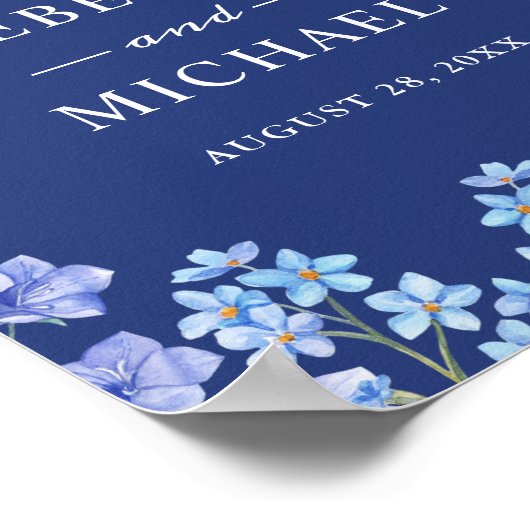 Vergeet me Nots Blue Flowers Weddenschap Welkomstt Poster (Hoek)