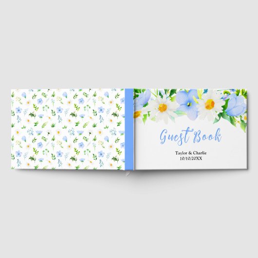 Vergeet-me-Nots Daisies Floral Wedding Gastenboek (Volledig)