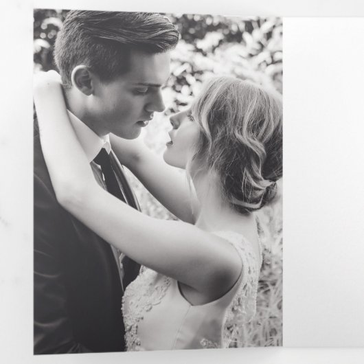 Vergeet-me-nots roze hart met een kunstbruiloft drieluik programma (Binnenzijde eerst)