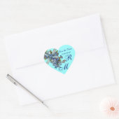 VERGEET ME NOTULEN MONOGRAM, WEDDING PARTY blue Hart Sticker (Envelop)