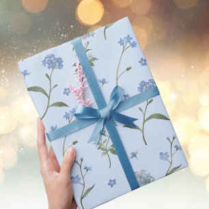 Vergeet mij niet Blauwe Bloemen Waterverf Cadeaupapier