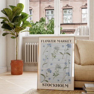 Vergeet Mij Niet Blauwe Bloemige Waterverf Bloemen Poster