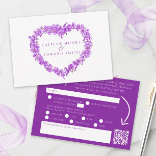 Vergeet-mij-niet bloemen paarse waterverf bruiloft RSVP kaartje