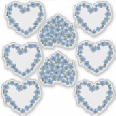 Vergeet-mij-niet bloemenveld met harten frame sticker (Voorkant)