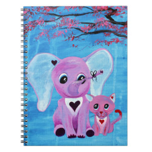 Vergeet-mij-niet Roze Olifant Kat Kersenbloesem Ku Notitieboek