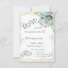 Vergeet-mij-nietje Aquarel Bloemen RSVP Kaartje