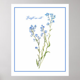 Vergeet-mij-nietje op maat geschilderde waterverf poster