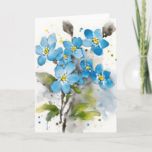 Vergeet-mij-nietje - Waterverf bloemen Kaart