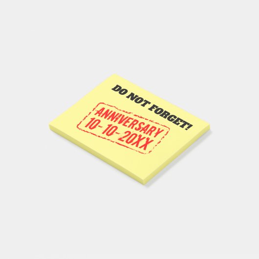 Vergeet niet dat je huwelijksverjaardagsdatum aang post-it® notes (Schuin)