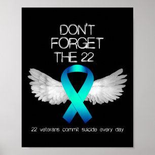 Vergeet niet de 22 veteranen PTSS zelfmoordbewustz Poster